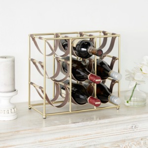 Porte-bouteille à vin minimaliste en métal, support de table ouvert contemporain - Product Image 4