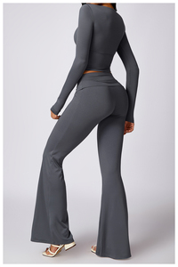 Plus Size Women's 2-Piece Active Wear Set High Waist <b>Flared</b> <b>Leggings</b> Sleeveless Active Stretch Spandex/Nylon Full-Length Yoga - Product Image 4