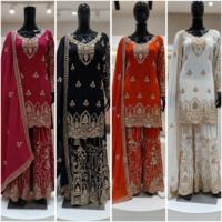 Traje Salwar Kameez de Seda con Palazzo, Suministro Directo de Fábrica, para Bodas y Festivales, Salwar Kameez Pakistaní