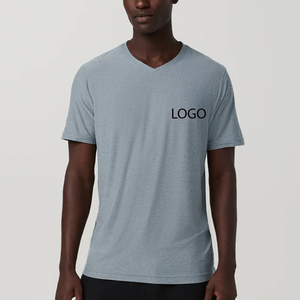 Conception de logo personnalisé, T-shirt pour homme de haute qualité, col en V, impression de logo personnalisé / couleur unie à prix avantageux pour l'été 2026 - Product Image 1