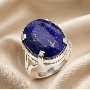 Natural Lapis Lazuli Oval <b>Ring</b> 925 Sterling <b>Silver</b> <b>Statement</b> <b>Ring</b> Handmade Blue Gemstone Jewelry Wholesale - Product Image 1