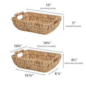 Cesta de Almacenamiento Grande de Jacinto de Agua con Asas de Madera, Cestas Tejidas a Mano, Decoración para Dormitorio y Sala de Estar de Vietnam - Product Image 2