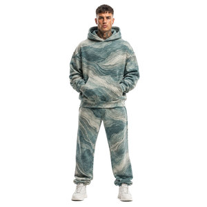 Ensemble sweat à capuche et pantalon délavé style premium, coupe décontractée et élégante, idéal pour les voyages en plein air et la mode quotidienne - Product Image 1