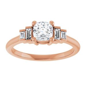 <b>Cushion</b> Cut Moissanite 925 Sterling Silver Multi Baguette Accent For Women Classic <b>Wedding</b> <b>Ring</b> - Product Image 1