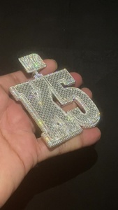Emerald Cut Lab Grown Diamond <b>Letter</b> Pendant Wholesale VVS1 Layered 2 Initials 925 Silver Chunky Custom <b>Letter</b> Alphabet Jewelry - Product Image 4