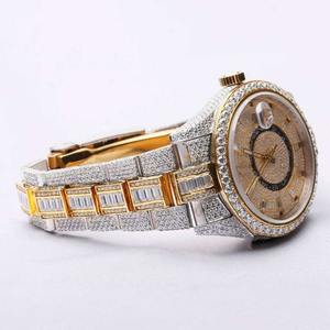 Montre de luxe sertie de diamants Moissanite, bicolore or et argent, automatique, mécanique, style Hip Hop - Product Image 3