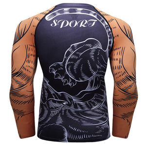 Wholesale Men's UPF 50+ Long Sleeve Printed Front Logo Rash Guard Surf <b>Swimwear</b> Quick Dry Breathable <b>UV</b> Protection - Product Image 4