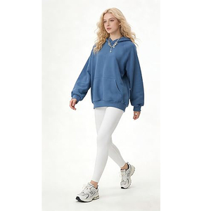 Sweat-shirt à capuche personnalisé ODM avec logo bleu sur le devant, pour homme et femme, en coton molletonné de qualité supérieure, écologique, décontracté, hiver, 370g, coupe-vent - Product Image 2