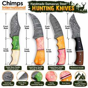 Couteau à lame fixe en acier Damas fait main, bord droit, manche en Micarta |   Couteau de chasse et de survie personnalisé OBM - Vente en gros - Product Image 5