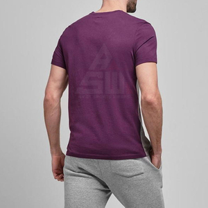 เสื้อยืดแขนสั้นผู้ชาย คอโอ ทรงปกติ สีทูโทน ม่วง-เทา ผ้าเจอร์ซีย์ลำลอง 100% ผ้าฝ้าย ระบายอากาศได้ดี - Product Image 4