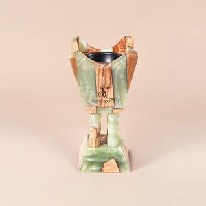 Quemador de incienso de madera y resina con detalles en lámina negra. Porta Incienso Cuadrado con Efecto Ónix Blanco para Aromatizar el Hogar - Product Image 2