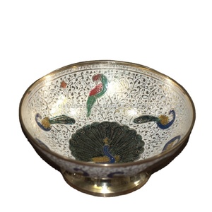 Brass Bowl Peacock Design Colorful Hot Selling <b>Table</b> <b>Top</b> Decor <b>Display</b> <b>Stand</b> New Design Fancy Fruit Serving Bowl - Product Image 1