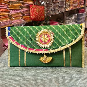 New Arrival 2025 Beautiful Women <b>Bags</b> and Gotta Patti Work Lehriya Printed Designs Hand <b>Bags</b> for Wedding , Hldi ,mehendi Decor - Product Image 4