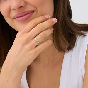 Anillo de Eternidad Completo con Diamantes Cultivados en Laboratorio, Bisel Ovalado y Redondo de Oro Sólido Clásico de 14K/18K, Joyería de Boda al por Mayor - Product Image 4