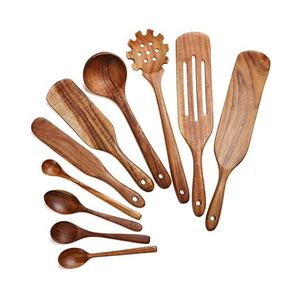 Conjunto de utensilios de madera de Acacia de buena calidad, bambú ecológico, OEM, cucharas de madera para decoración de cocina, novedad - Product Image 5
