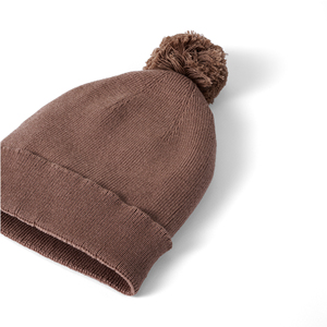 Gorro de Punto Suave con Pompón, Color Moca Sólido, Invierno, para Bebés Unisex, Estilo Adorable - Product Image 2