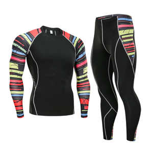 Ensemble de compression pour hommes, vente en gros, nouvelle arrivée, 2 pièces, manches longues, vêtements d'entraînement, ensemble de gym hiver, ensemble de compression - Product Image 3
