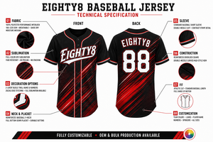 EIGHTY8 SPORTS Camiseta de Béisbol Unisex de Manga Corta con Cierre de Botones, Transpirable, Sublimada, Antibacteriana, con Estampado por Transferencia de Calor - Product Image 5