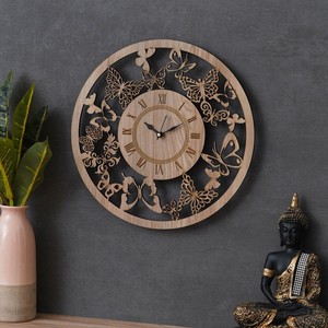 Handcrafted Teak Wood <b>Wall</b> <b>Clock</b> - Traditional Carved <b>Design</b> Wholesale - Product Image 3