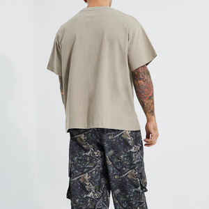 Men's Casual Oversized Solid Boxy T Shirts Lightweight 100% Cotton Knitted Outerwear Breathable O-Neck Collar acid wash T shirts - Product Image 3