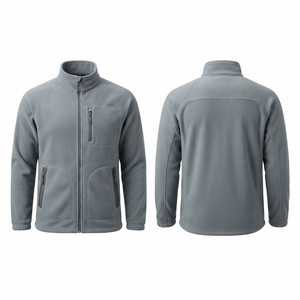 Chaqueta de Trabajo Unisex de Forro Polar Suave de 300 GSM con Capucha y Panel Frontal Gris, Fabricación OEM ODM - Product Image 1