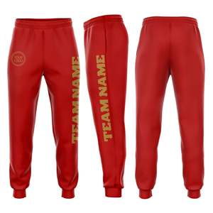 Pantalon de survêtement rouge pour homme, taille élastique, logo personnalisé, impression du nom de l'équipe, joggers décontractés, respirant, en polyester, pour l'automne - Product Image 6