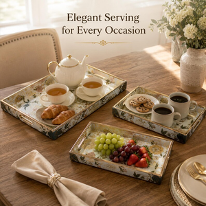 ชุดถาดวางกาแฟลายดอกไม้, ถาดตกแต่งลายพฤกษศาสตร์ - Product Image 1