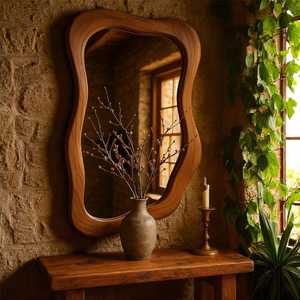 Rustic Wooden Wall <b>Mirror</b> Vintage Hanging <b>Mirror</b> for Home - Product Image 2