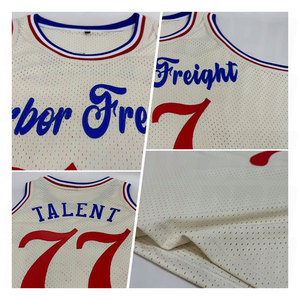 Camiseta de Baloncesto Retro Personalizada Color Crema Rojo Real, Sin Logotipo, Uniforme de Baloncesto Vintage Sublimado Premium - Product Image 6