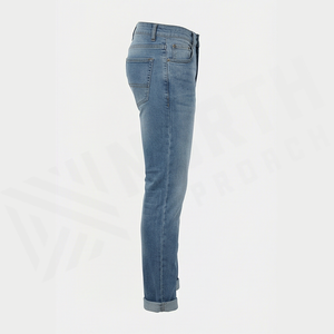 Jean en denim délavé coupe droite slim pour homme, taille mi-haute, en coton, style décontracté automne - Product Image 3