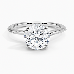 Bague de fiançailles Camellia Milgrain ornée d'un solitaire plaqué or 14 carats serti à griffes, avec moissanite certifiée GRA - Product Image 5