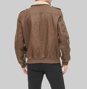 Latest Hot Selling Premium Quality Custom Design Red Real Leather Jacket Streetwear Custom Collar Leather Outdoor Jacket Men's - Product Image 3