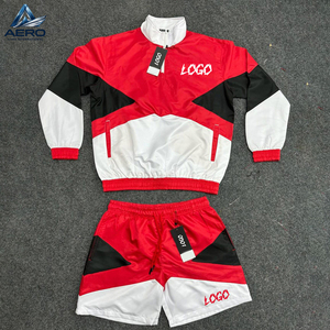 Custom Logo Good Supplier Customized Contrast Color New Trendy Adult Outer Wear Best Lightweight Fabric Windbreaker Short <b>Sets</b> - Product Image 2