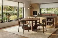 Table basse ronde moderne avec 4 chaises, design décoratif, garantie 1 an, mobilier de salon 4 places, bois de caoutchouc compact