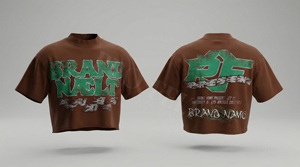 Vintage 100% Cotton Bamboo Blend Fleece Fabric Breathable Customized Hip Hop Street Wear O-Neck Regular Sleeve T-Shirt Men - Product Image 3