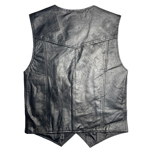 Gilet de moto en cuir personnalisé pour homme, sans manches, avec cinq boutons et deux poches, respirant, à porter toute l'année - Product Image 2