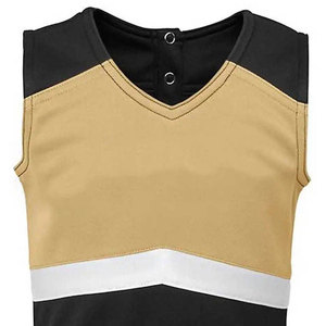 Tenue de cheerleading pour adultes Econex Sports, robe noire et blanche style jupe, pompons, logo imprimé par sublimation sur le devant - Product Image 6