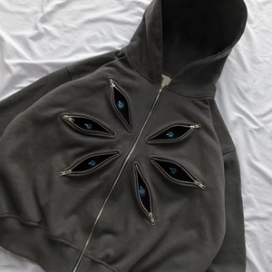 Sudadera con Capucha Extra Grande para Hombre con Diseño de Cierre de Cremallera, Color Sólido, Tejido de Algodón, Estilo Urbano - Product Image 5