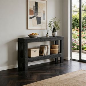 Consolle a doppio strato con spazio contenitivo, Tavolo da divano, Tavolo da corridoio, Tavolo da ingresso - Product Image 3