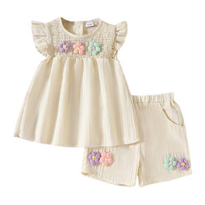 Conjunto de 2 Piezas para Bebés Niñas, Leggings Florales de Jersey, 29% Algodón, 71% Poliéster, Antiarrugas, Casual, Sin Mangas, OEM Personalizable - Product Image 3