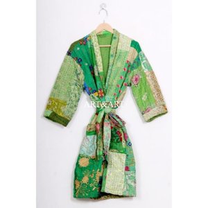 Kimono Kantha de Algodón Hecho a Mano en India, Diseño de Patchwork para Mujer, Ropa de Playa de Verano, Bata de Baño Estilo Japonés, Regalo de Secado Rápido - Product Image 5