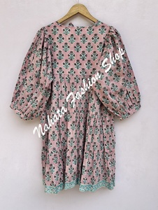 Nueva llegada de las mujeres de color rosa marrón patrón floral impreso verano Mini Maxi 3/4th mangas Mini Maxi vestido para las mujeres - Product Image 4