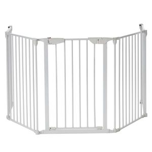 5-Piece Foldable Fireplace Fence 295.8*74.8*2cm White Baby Gates - Product Image 1