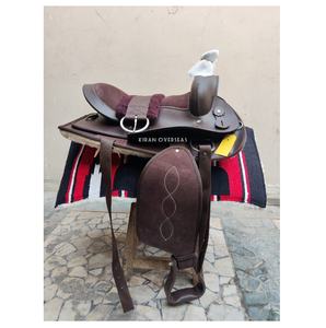 Ensemble de selle Western Barrel du fabricant direct en matériau synthétique Sangle de siège rembourrée souple Options multicolores pour l'équitation - Product Image 2