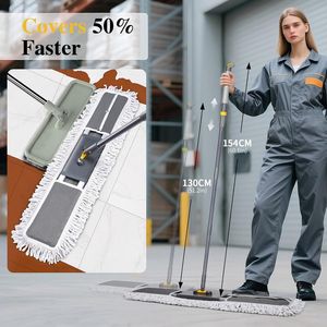 36\" Commercial Heavy Duty Industrial Floor <b>Mop</b> with 3 Microfiber Pads 60\" Adjustable Large Dust <b>Mop</b> Wet <b>Dry</b> Flat <b>Mops</b> - Product Image 3