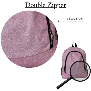 Pink <b>Glitter</b> Backpack with Mesh Side Pockets and Zippered Main Compartment Lightweight Daily Use School Travel <b>Bag</b> - Product Image 2