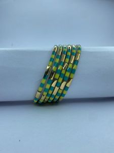 Unique Resin and Brass <b>Bangle</b> with Elephant and Camel Inlay - Ethnic <b>Indian</b> Animal Motif Inlaid Jewelry Handcrafted Mosaic Style - Product Image 2