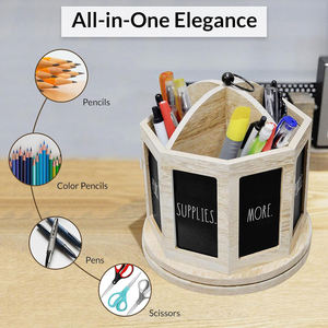 Porte-stylo en bois artisanal de qualité supérieure pour organiser le bureau et décorer l'espace de travail à domicile - Product Image 5