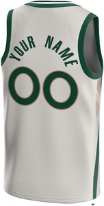 Camiseta de Baloncesto Personalizada Blanca y Verde, 100% Algodón Ecológico, de Secado Rápido, Manga Corta, Uniforme de Equipo con Impresión de Nombre, Número y Logotipo - Product Image 4