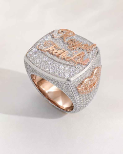 Bague de nom pour homme en moissanite, personnalisée, avec pavé de diamants, bague signet de luxe, bijoux hip-hop, cadeau pour lui, design - Product Image 2